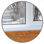 Значок Окно ПВХ в доме из деревянного сруба